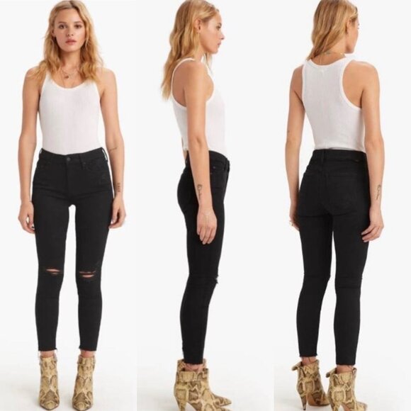 Mother Denim the Looker Ankle Fray Jeans in Guilty as Sin Wash Women’s Size 30 - Picture 6 of 12